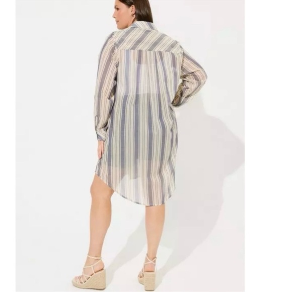 torrid Tops - NWT Torrid $65 Stripe Voile Drop Shoulder cotton Shirt Kimono Size 2X